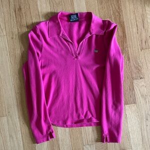 Ralph Lauren Women's Hot Pink Long-Sleeve Polo Top